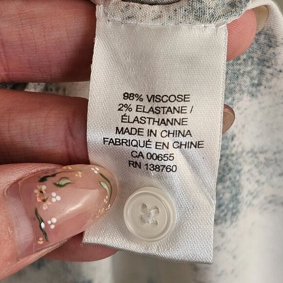 RW&Co. White Green Checkered Long Sleeve Button Up Blouse Sz XS - Picture 7 of 9